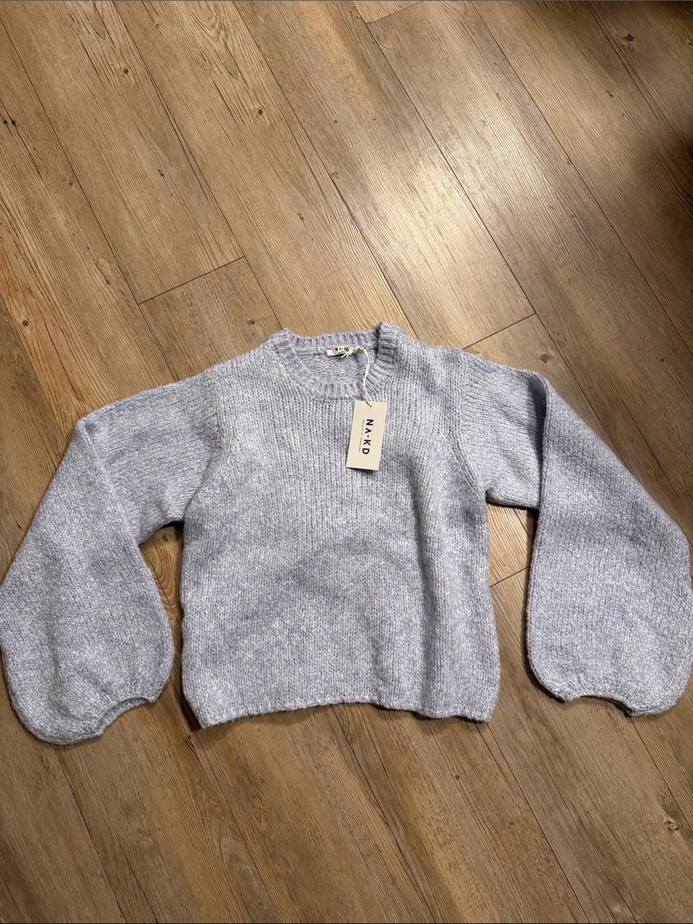 NA-KD Soft light purple Balloon-Sleeve open back Crewneck Sweater